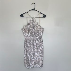 Delicate Darling Beige & Ivory Lace Bodycon Dress